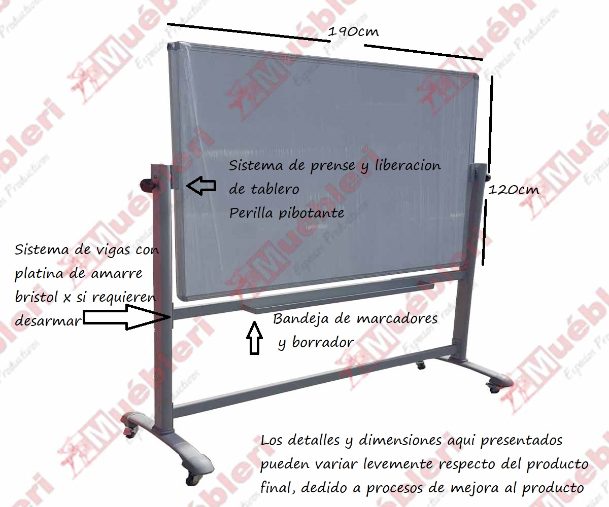Tablero borrable para auditorio, rodante y doble cara pivotante