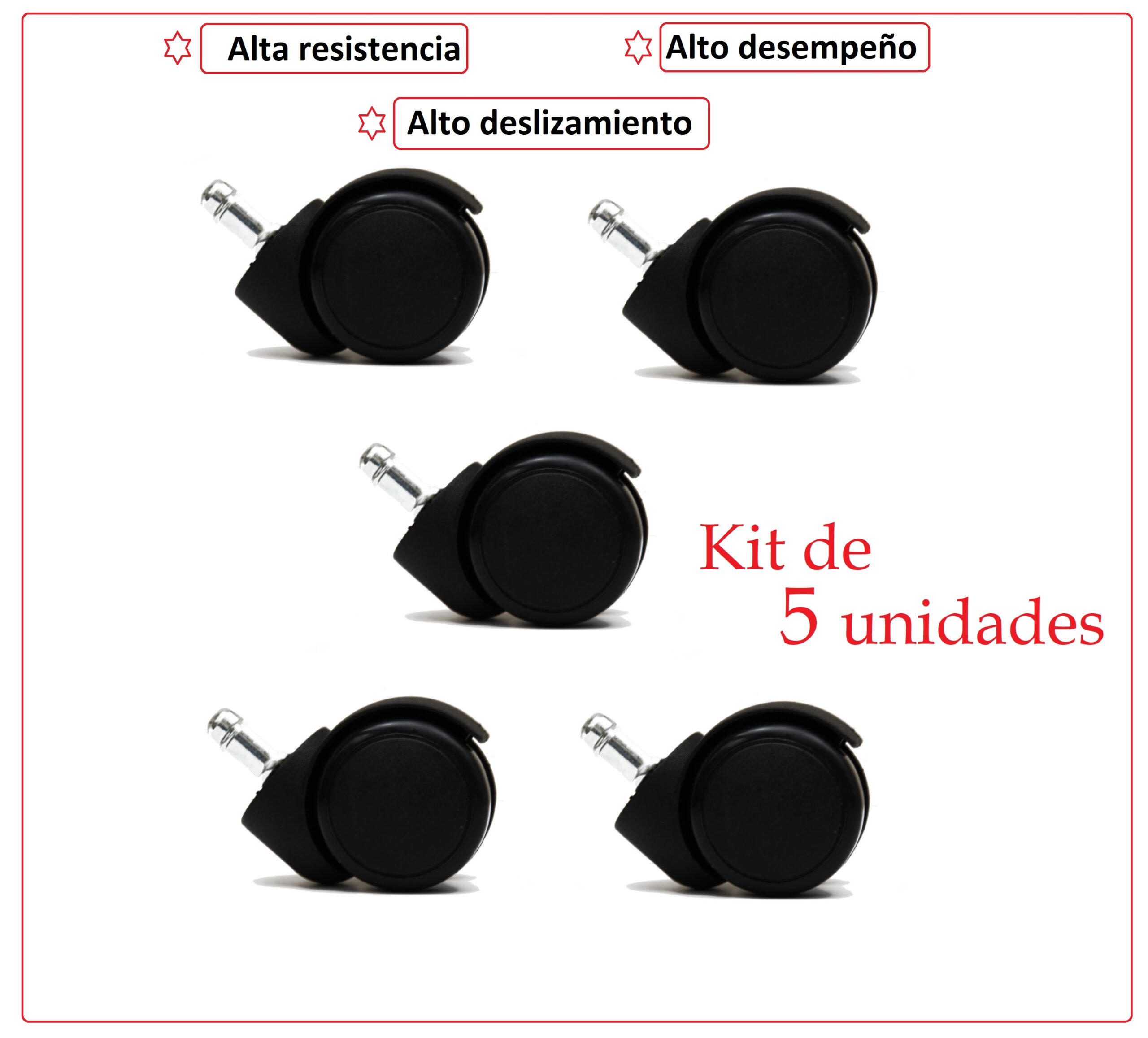 Ruedas para sillas de oficina - Rueda Trafic deslizamiento suave - Rueda anti-rayón - Imagen 2